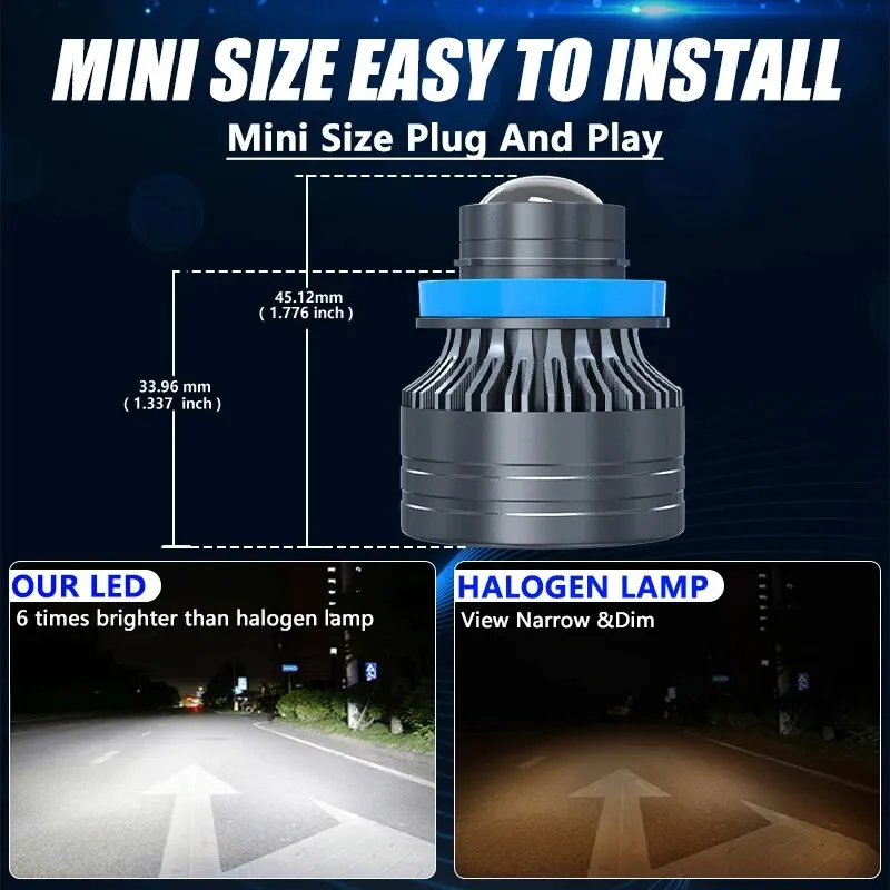 Carshark-proyector de luz Led antiniebla para coche, bombilla halógena de repuesto, H8, H9, H11, 9005, Hb3, 6000K, Mini Canbus 9006 - imagen 4