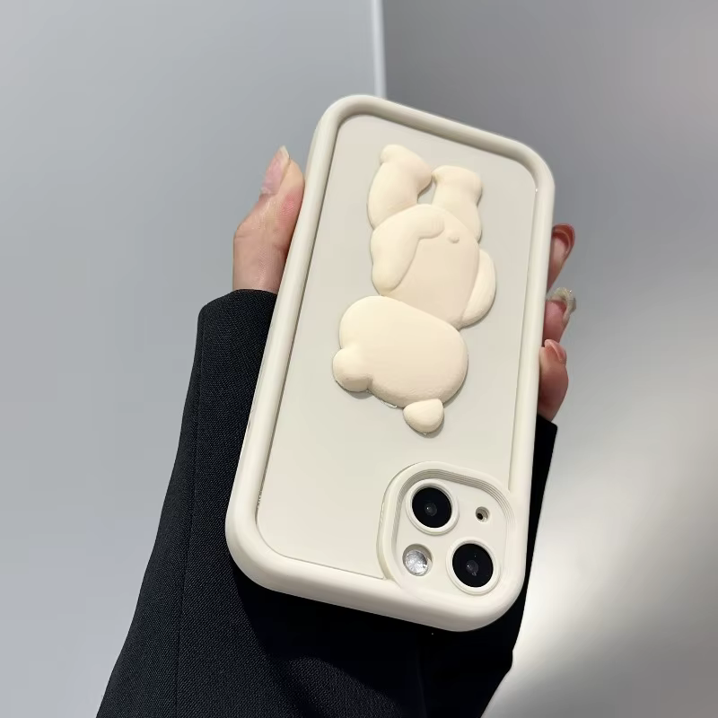 Funda de teléfono coreana con bonito oso 3D para iPhone 11 13 12 14 15 16 17 Pro Max XR X XS Max 7 8 Plus 16e 17Air, funda suave a prueba de golpes - imagen 4