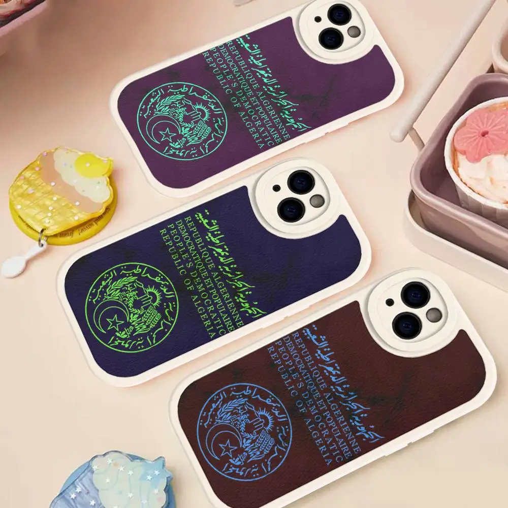Funda de teléfono con pasaporte de Argelia de cuero duro para IPhone 16 15 14 13 12 Mini 11 14 Pro Max Xs X Xr 7 8 Plus Fundas - imagen 3