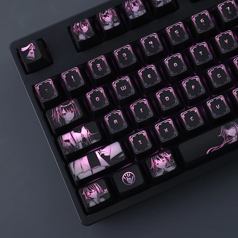 Juego de teclas retroiluminadas Genshin Impact Haagentus para Logitech G610 G Pro X Razer BlackWidow Huntsman Corsair K70 K95 K100, 1 Juego - imagen 4