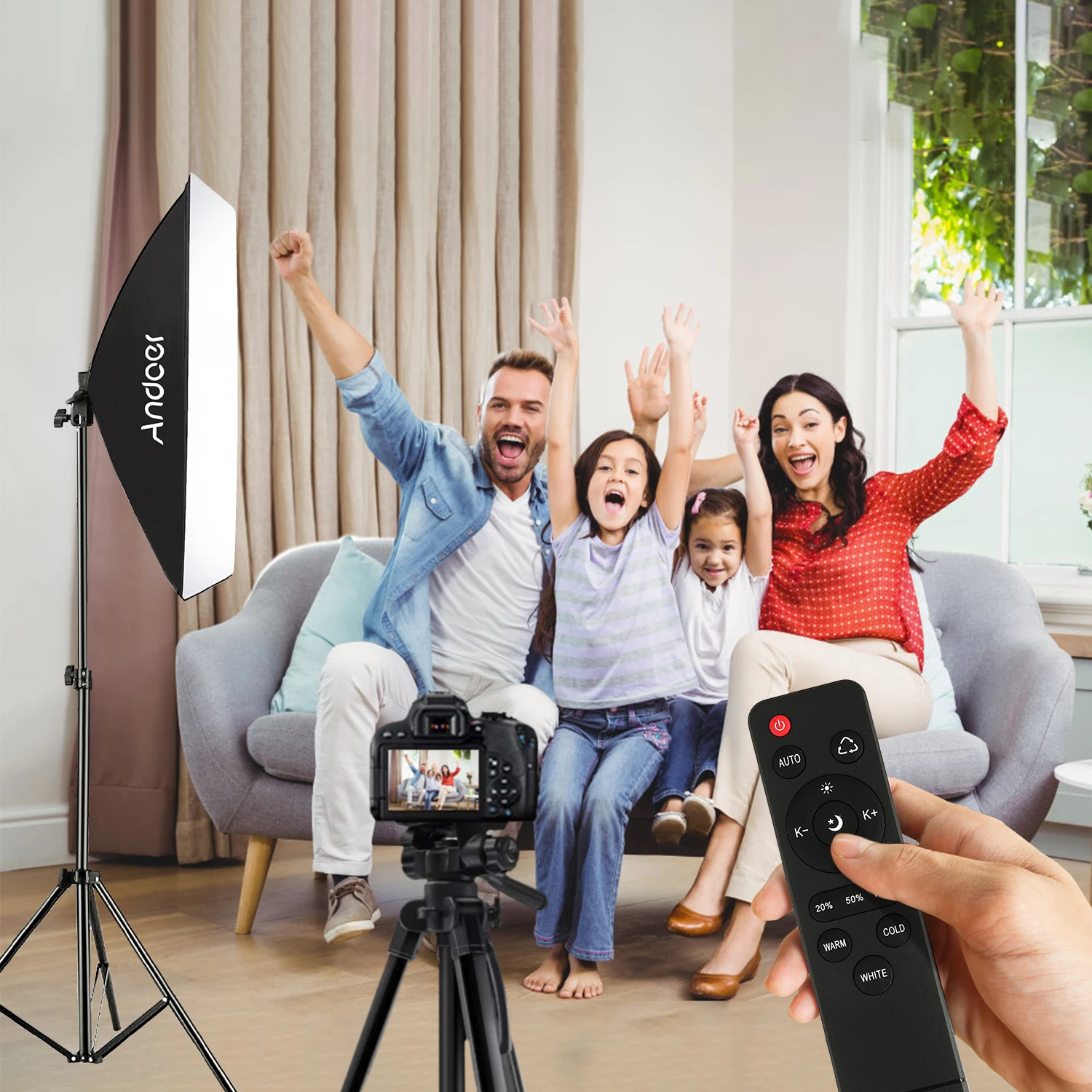 Andoer Kit Softbox LED bicolor, iluminación de estudio 3200K-5600K para uso profesional - imagen 2