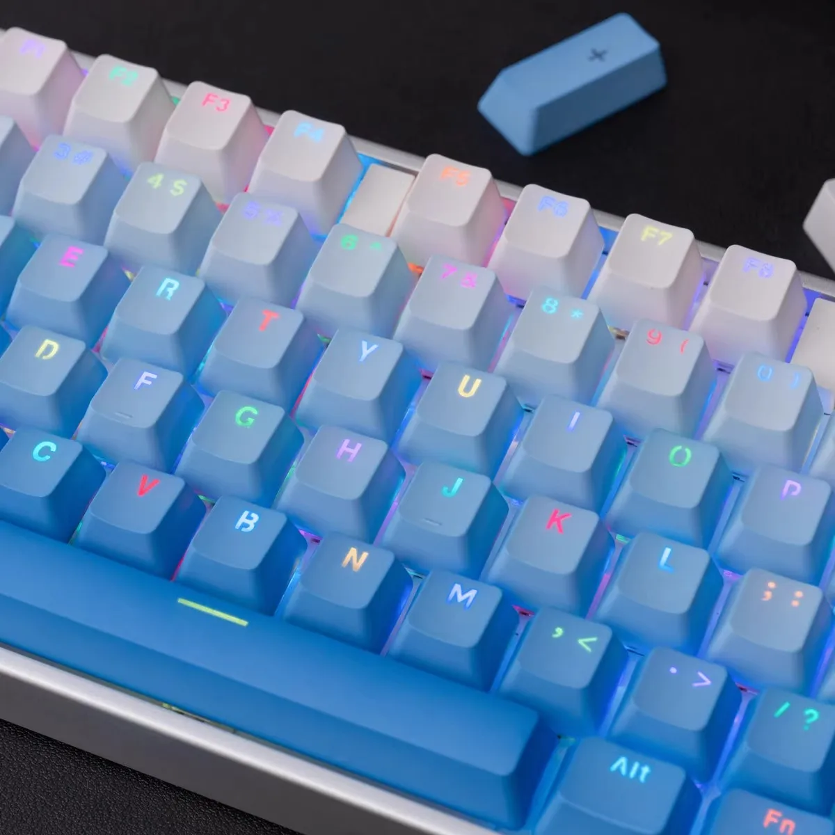 Juego de teclas azul cielo, 120 teclas PBT, doble disparo, fuente frontal brillante a través de teclas retroiluminadas para teclado mecánico personalizado MX Switch - imagen 4