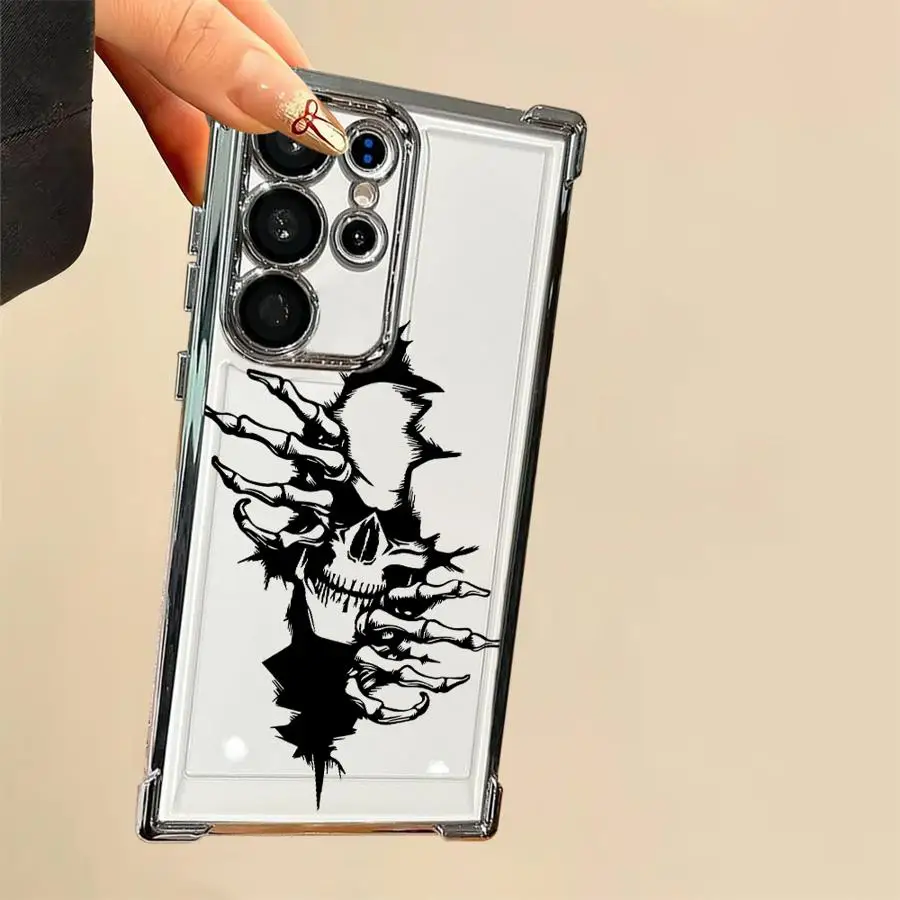 Funda transparente para teléfono Samsung Galaxy S23 S24 S25 Edge S20 FE S22 Ultra S21 Plus, cuatro patrones de calaveras espeluznantes - imagen 2