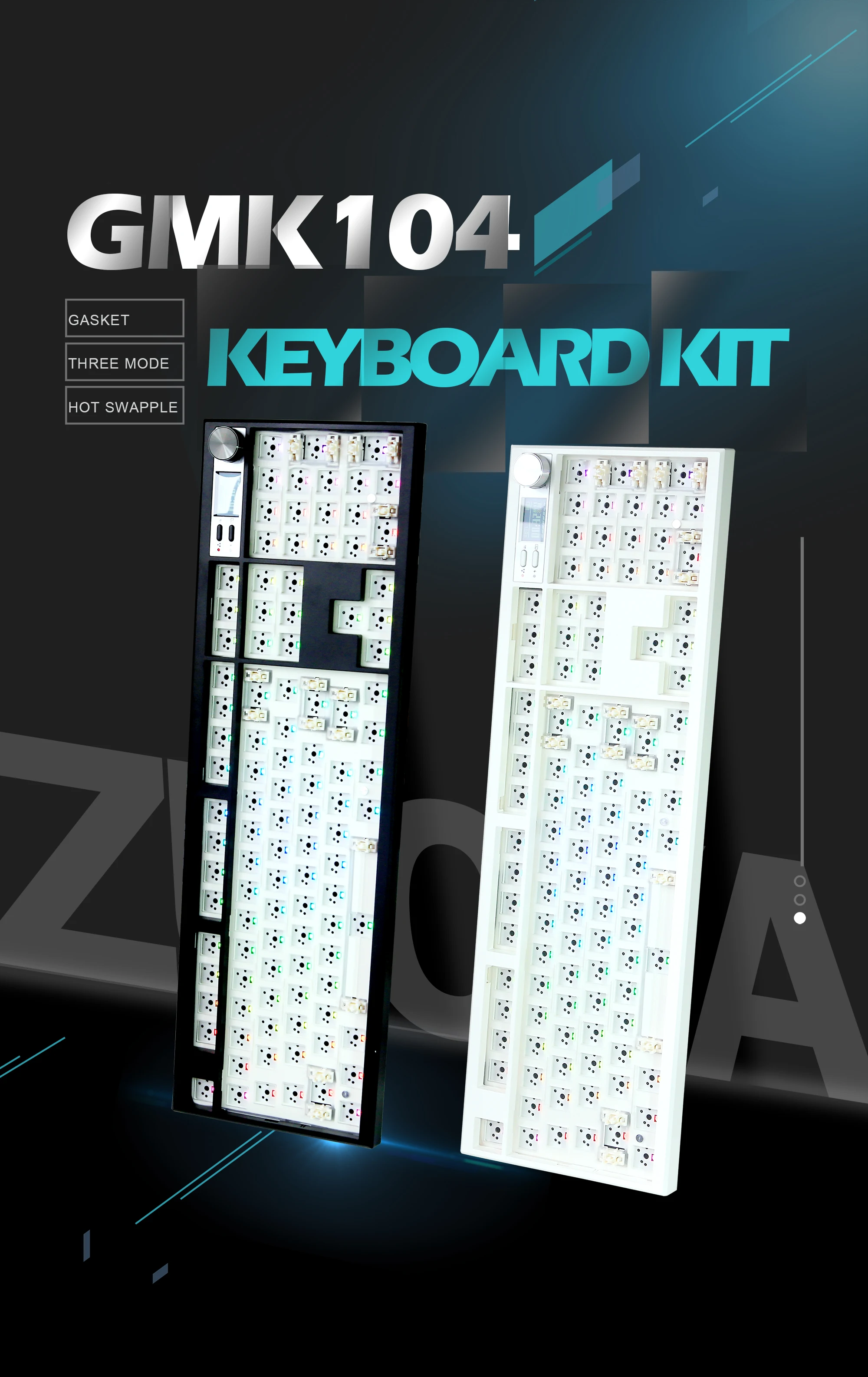 Kit de teclado mecánico GMK104, intercambiable en caliente, teclado para juegos compatible con bluetooth, estructura de junta retroiluminada a través de pantalla - imagen 5