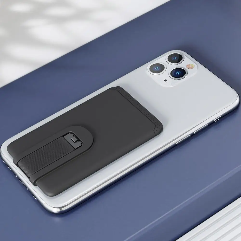 Soporte Universal de silicona para tarjetas de teléfono, funda tipo billetera para IPhone, adhesivo trasero para autobús/identificación, adhesivo para tarjetas bancarias - imagen 3