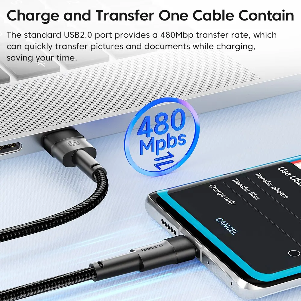 Toocki Cable USB-C Carga Rápida 3A Realme Xiaomi Samsung