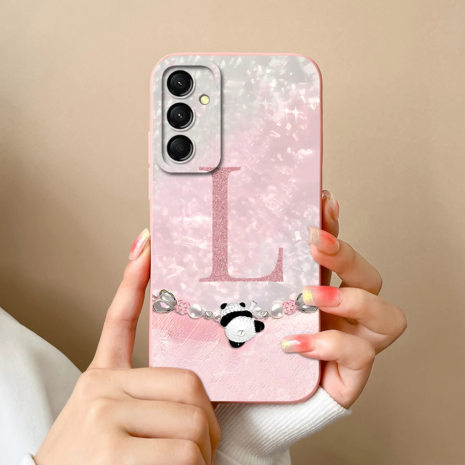 Funda para Samsung Galaxy A24 4G, bolsas de teléfono con letras de perlas brillantes para Samsung A 24, fundas traseras de protección completa de silicona líquida suave - imagen 4