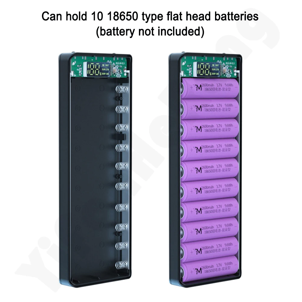 DIY 10*18650 caja del Banco de energía externa 5V PD caja de almacenamiento de carga de batería de carga rápida Shell para cargar teléfonos móviles portátiles - imagen 5