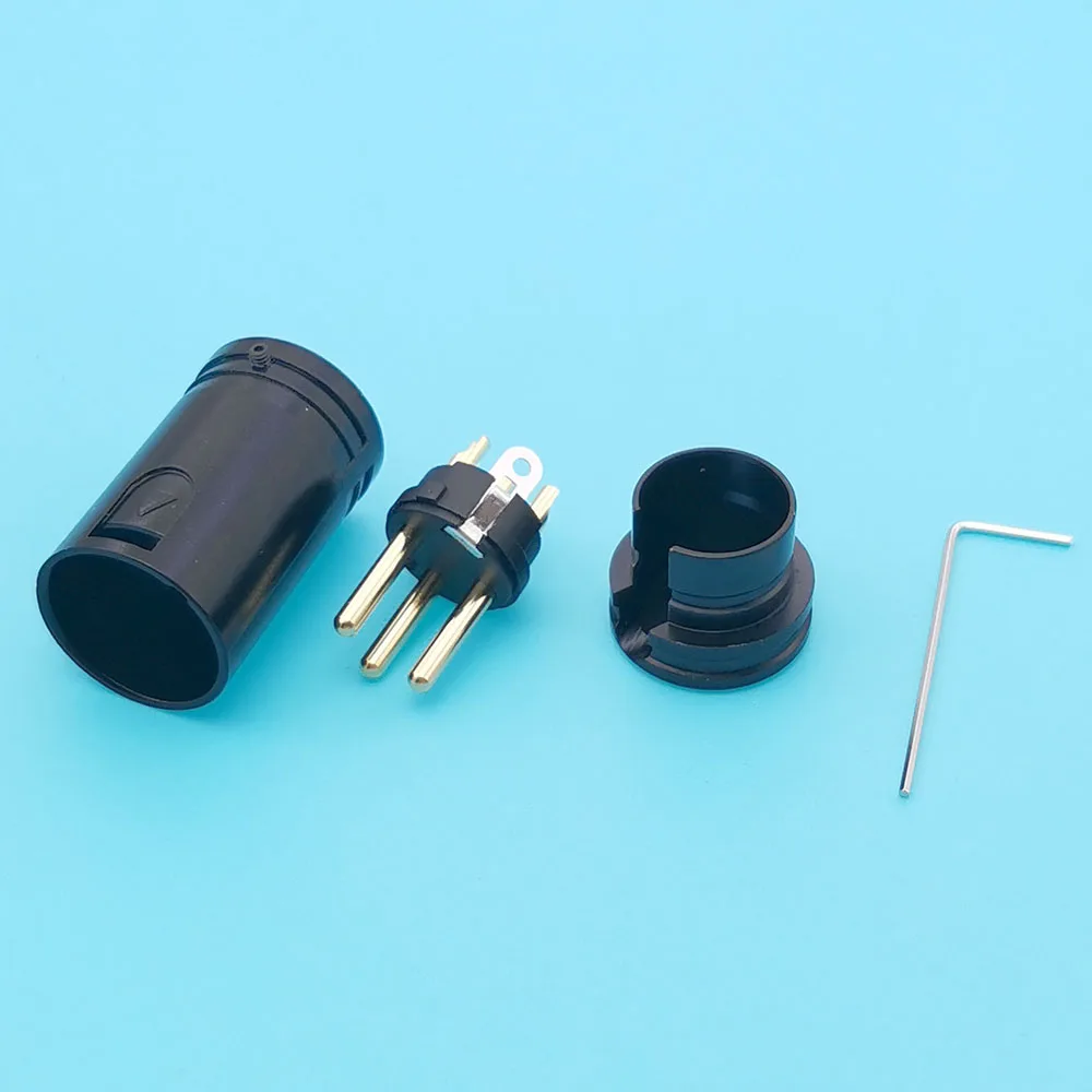 1 Uds nueva carcasa negra de alta calidad pin dorado profesional 3 pines ángulo recto XLR conector de clavija de Audio macho y hembra - imagen 2