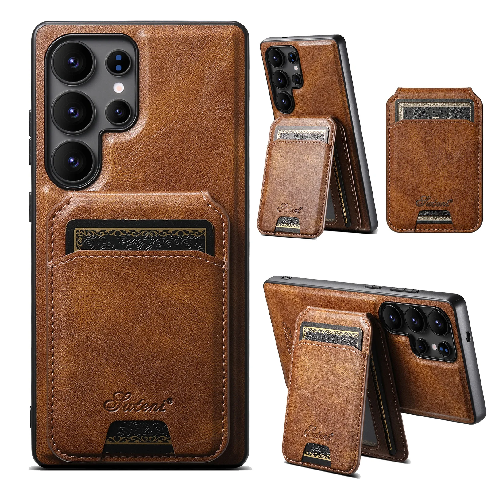 Funda con soporte magnético desmontable para Samsung Galaxy S25 S24 S23 S22 Ultra Plus, funda de cuero tipo billetera, Fundas de carga inalámbrica - imagen 3