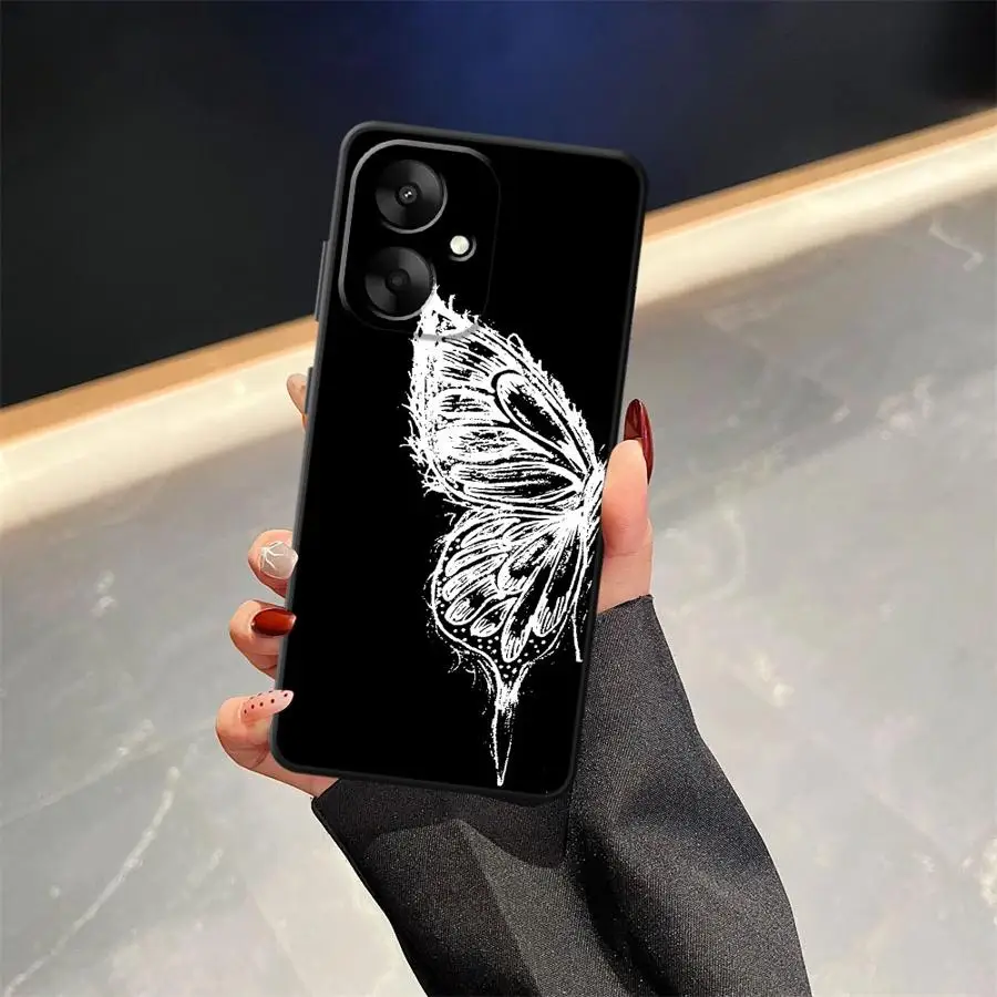 Funda de teléfono suave negra para Xiaomi Redmi A1 A2 Plus 14C 12C A3 10 K40 K80 Pro 13C A4 A5 9 hermosa mariposa - imagen 2