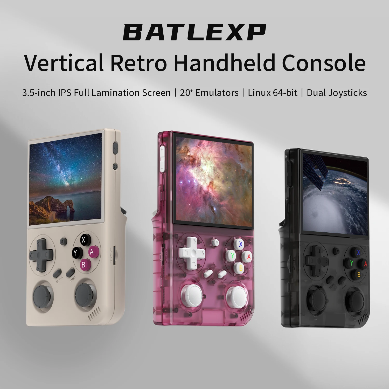 Consola de juegos portátil BATLEXP G350, pantalla IPS de 3,5 pulgadas, sistema Linux, Joystick Dual, Motor de vibración, consola de vídeo portátil Retro, regalo