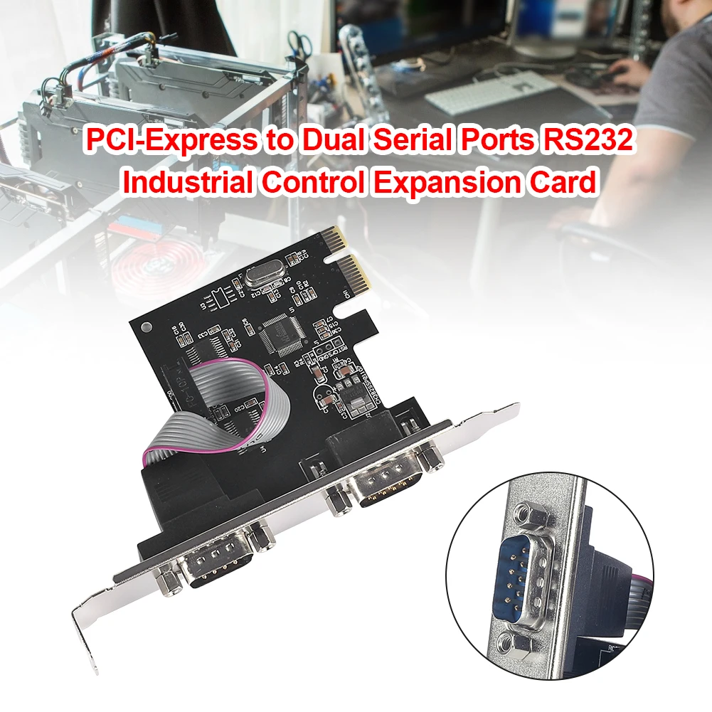 Tarjeta Serial PCI-E pci-express a puertos serie duales, interfaz COM RS232, tarjeta de expansión de computadora de Control Industrial de escritorio - imagen 2