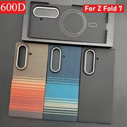 Funda de teléfono Magsafe de fibra de carbono auténtica ultrafina 600D para Samsung Galaxy Z Fold 7 6, funda protectora dura con cargador inalámbrico