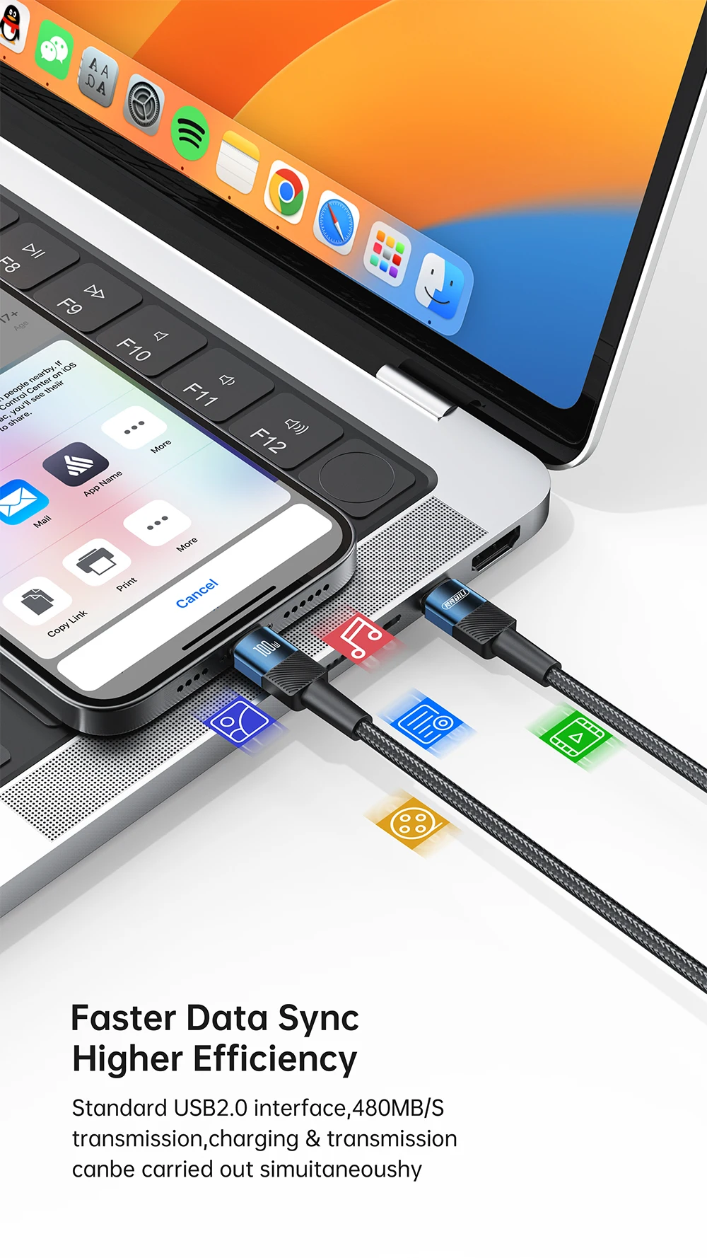 NNBILI Cable USB tipo C a USB C 100W PD 3,0 carga rápida 4,0 Cable de carga rápida tipo C a tipo C para Macbook Samsung Xiaomi ﻿ - imagen 5