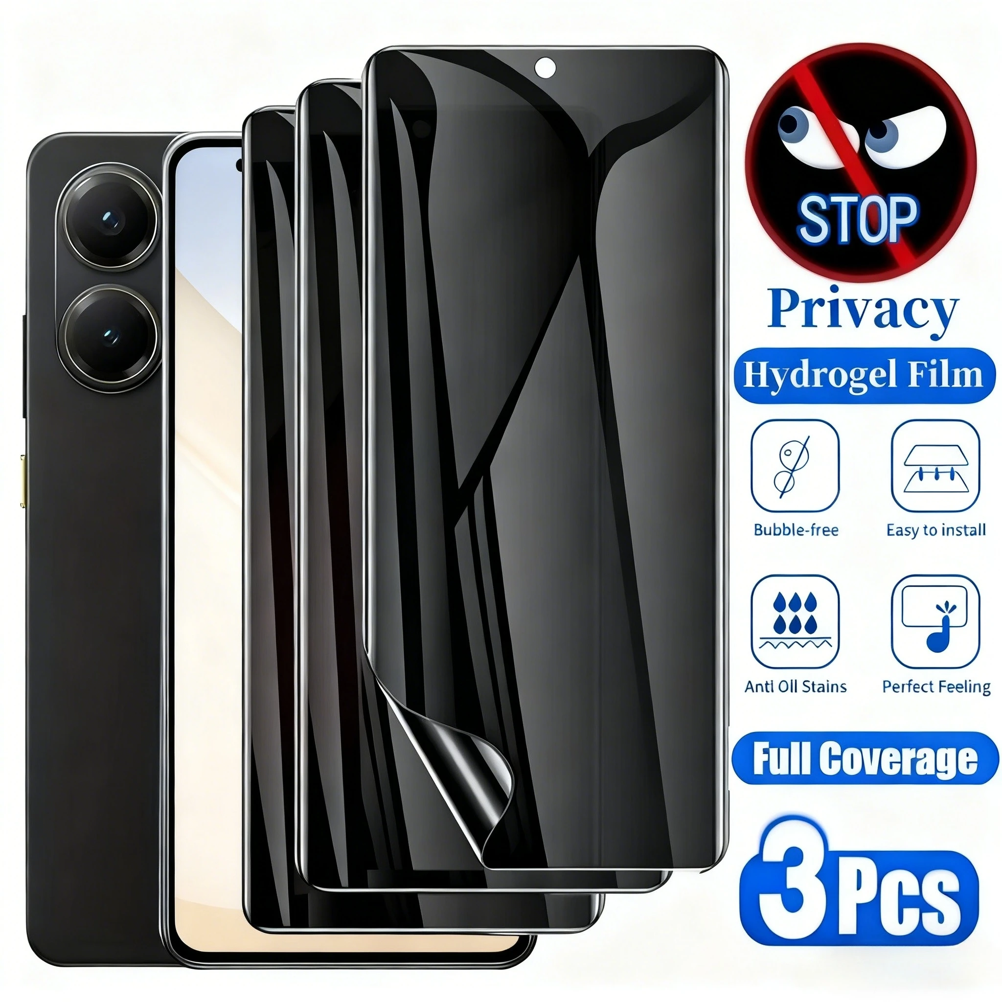 Película de hidrogel antiespía para Xiaomi Poco F7 Ultra F7 F6 F5 Pro, Protector de pantalla de cobertura completa para Poco X7 X6 X5 Pro, 3 uds. - imagen 3