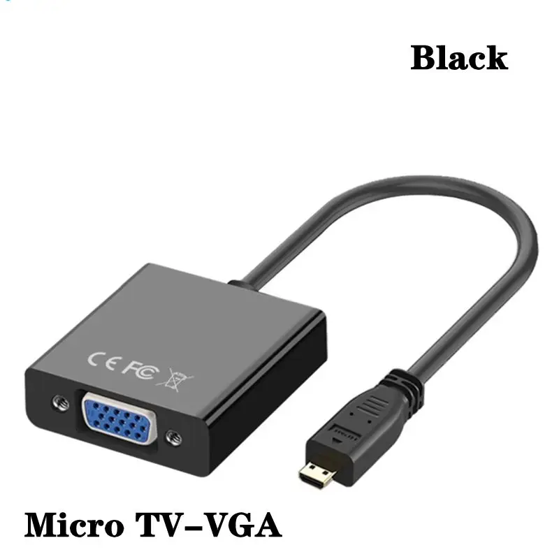 Micro Mini HDMI Compatible con Cable VGA, convertidor de alta definición a conector VGA con Audio (blanco y negro) - imagen 3
