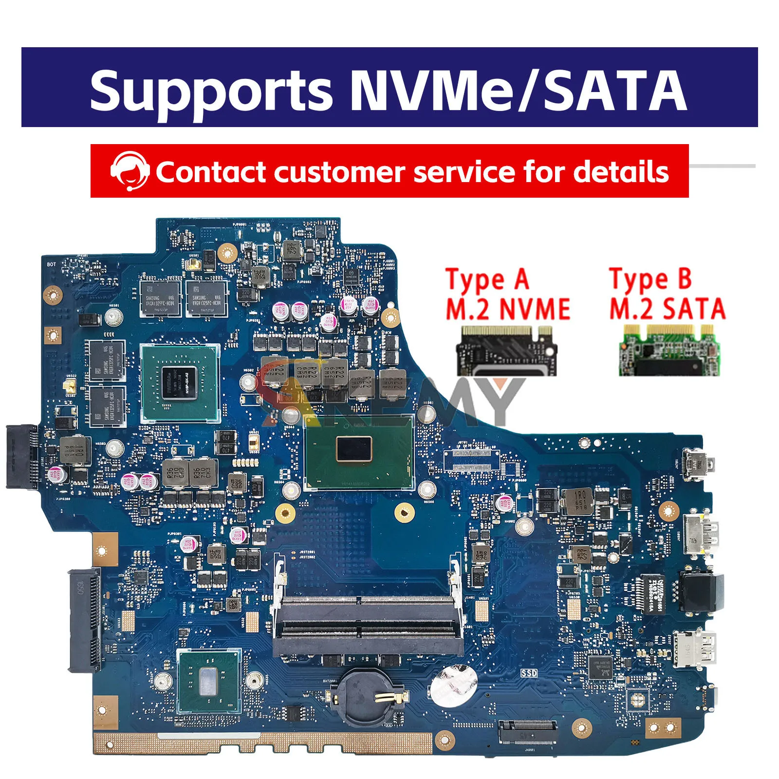 Placa base para ordenador portátil GL752VW para ASUS FX71 Pro GL752V GL752VL con tarjeta gráfica I7-6700HQ I5-6300HQ GTX960M - imagen 2