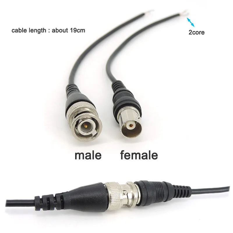 Conector de enchufe de blindaje de cable BNC macho hembra puente de cobre puro Q9 monitoreo señal coaxial cola de vídeo 19cm sin soldadura