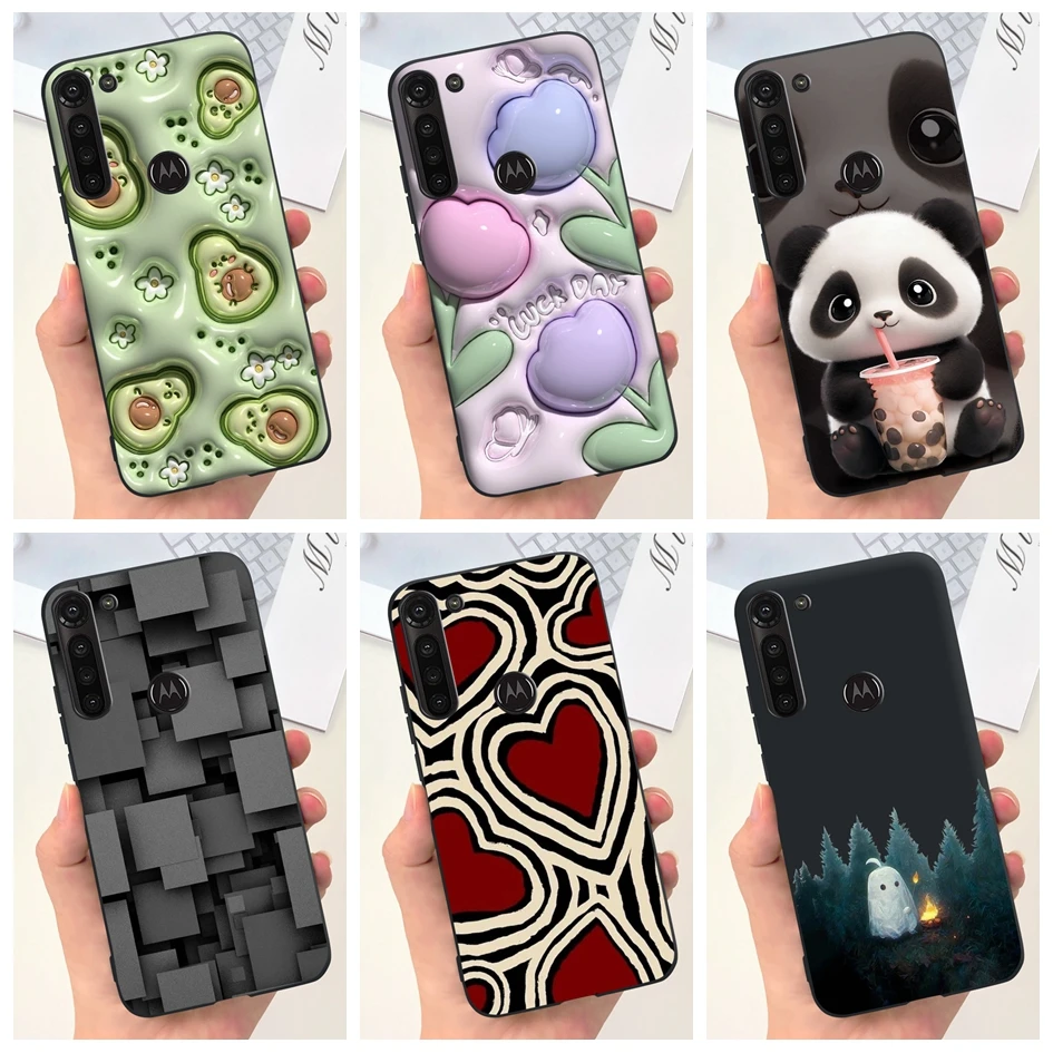 Para Motorola Moto G8 Power Funda de silicona suave a prueba de golpes TPU Funda de teléfono negra para Moto G8 Power XT2041-1 XT2041-3 Funda de dibujos animados
