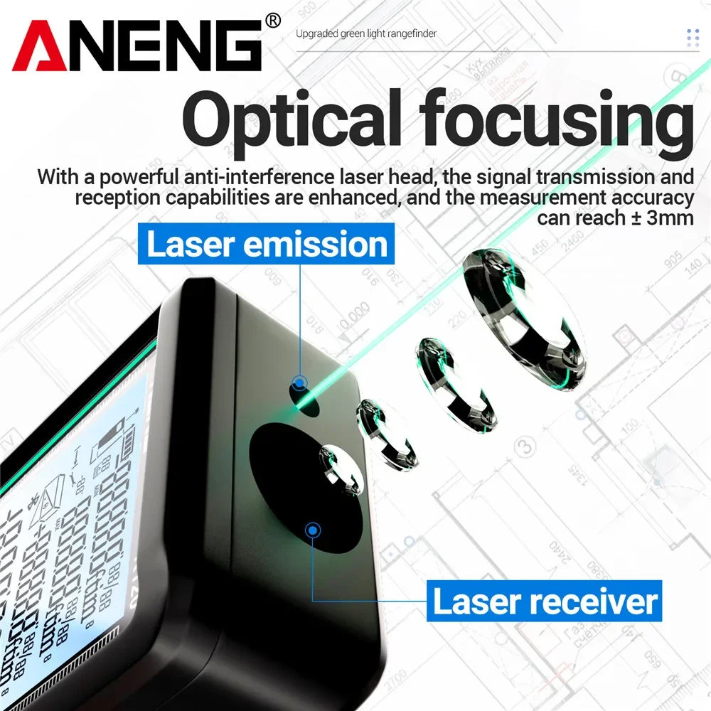 Telémetro láser ANENG medidor de distancia láser cinta métrica 50M 70M 100M 120M regla Digital telémetro herramientas de medición de prueba - imagen 2