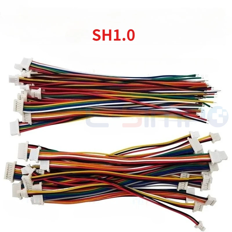 10 Uds JST SH1.0 SH 1,0mm conector de Cable 2P 3P 4P 5P 6P 7P 8P 9P 10P 12P 1,0 MM enchufe de paso 10/15/20/30CM longitud del Cable 28AWG