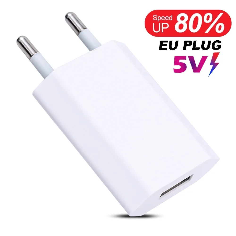 NNBILI-cargador Universal de pared para teléfono, adaptador de corriente de 5V, 1A, enchufe europeo, USB, para iPhone, Samsung, Xiaomi, Redmi, Google, Huawei, 1a 5 unidades - imagen 2