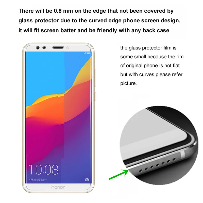 2pcs Tempered Glass for Huawei Honor 7A 7C Pro Russian Version Explosion-proof Protective Film Screen Protector - imagen 4
