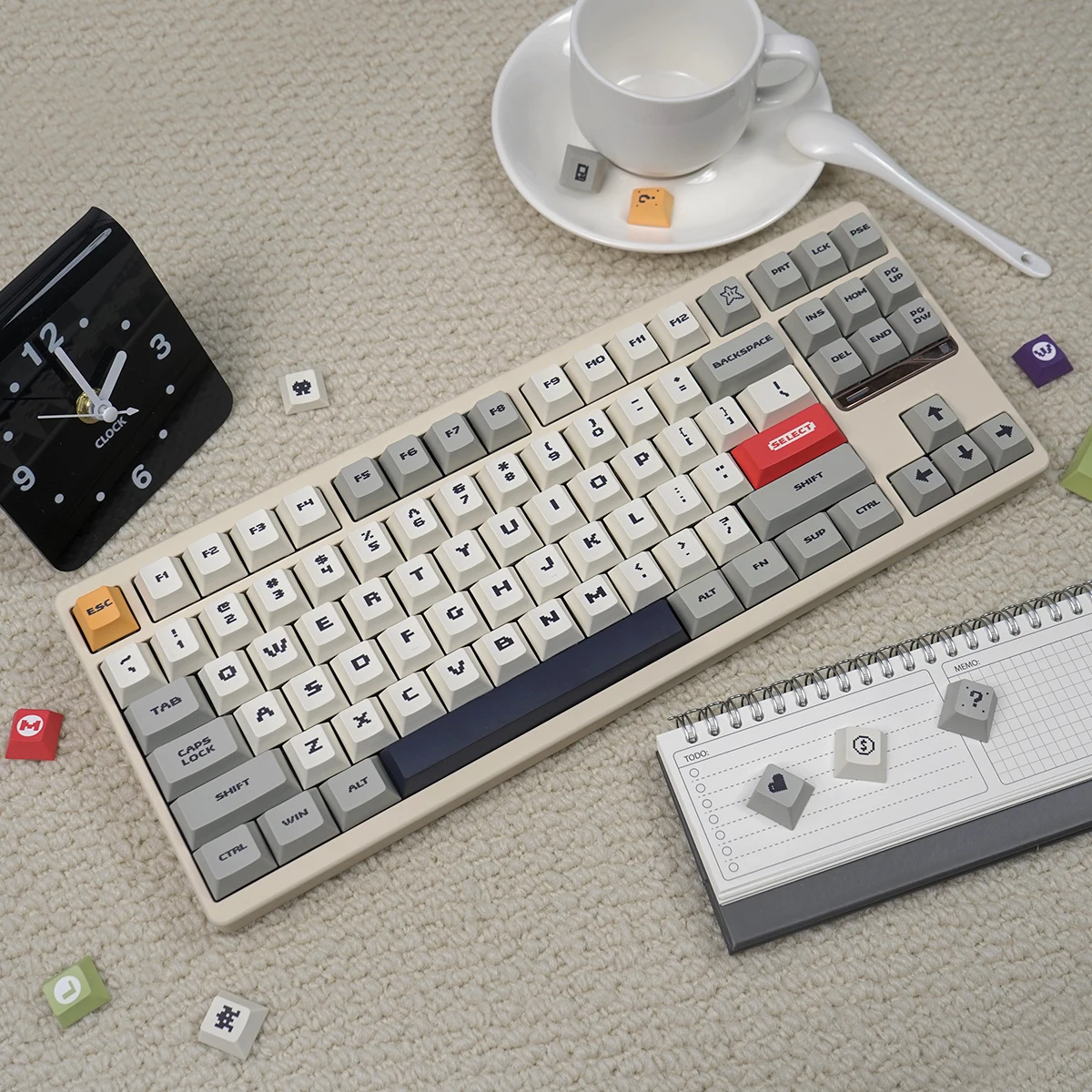 Teclas Retro PBT de 152 teclas, teclas personalizadas con sublimación de tinte de perfil Cherry para teclado mecánico 61/64/87/96 - imagen 5