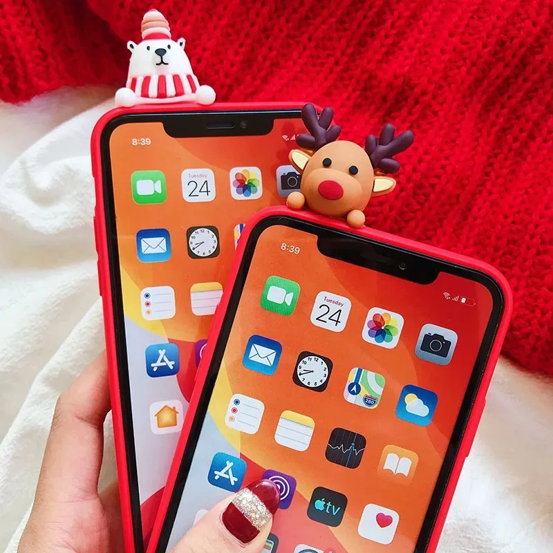 Funda con guantes de árbol de Navidad, regalo de Papá Noel 3D para Realme C75 C75X C73 Note 60 60X 50 C71 C61 C63 12X C65S C65 C63 12 Pro - imagen 5