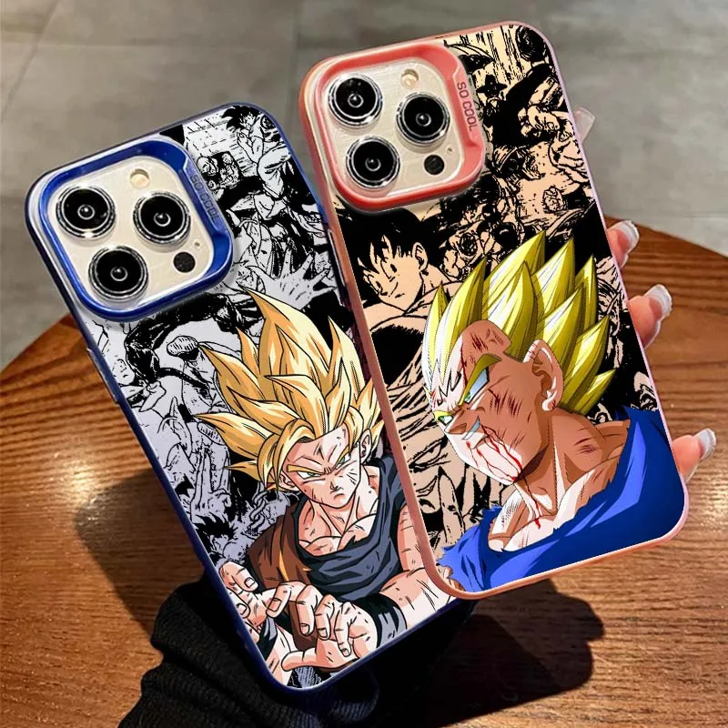 D-Dragon Balls Art popular para Apple iPhone 16 15 14 13 12 11 XS X Pro Max Plus funda plateada colorida para teléfono