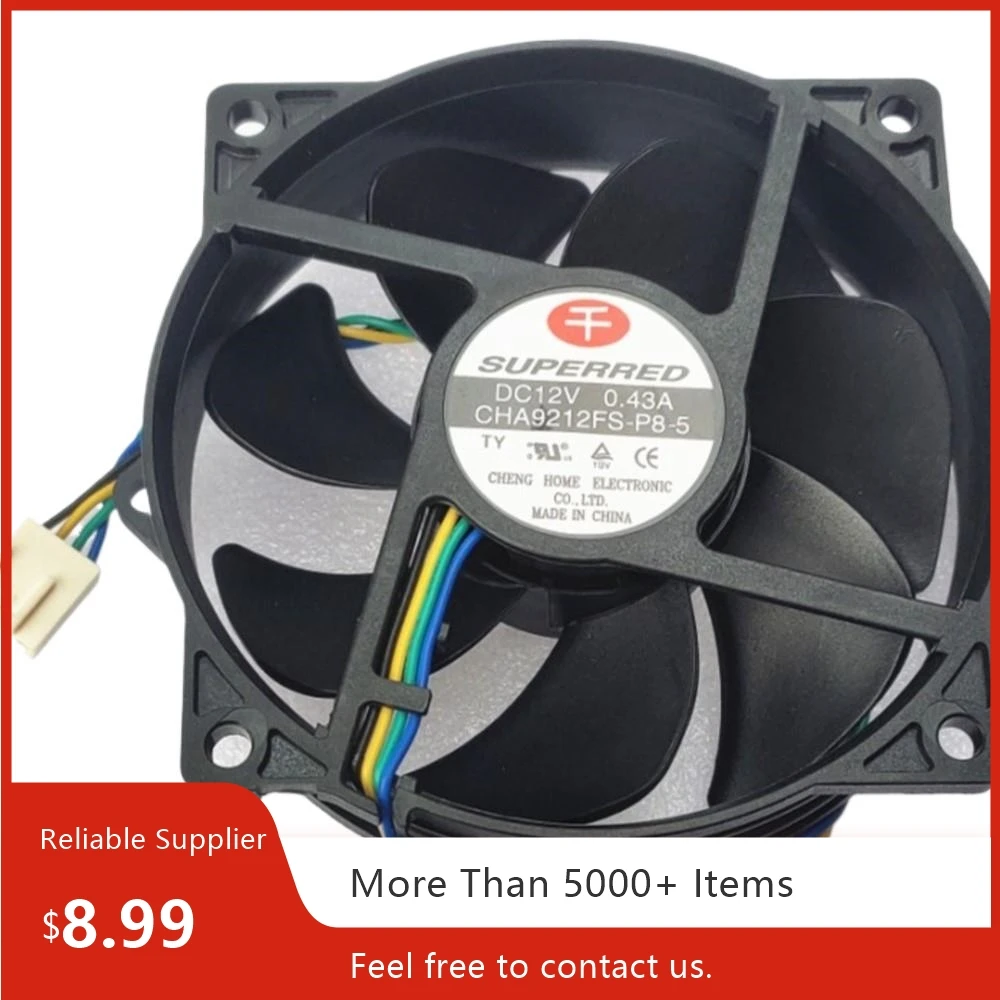 Ventilador del disipador de calor CHA9212FS-P8-5 Ventilador circular PWM de 9 cm: 12 V, 0,43 A, enfriador de CPU de alto flujo de aire - imagen 2