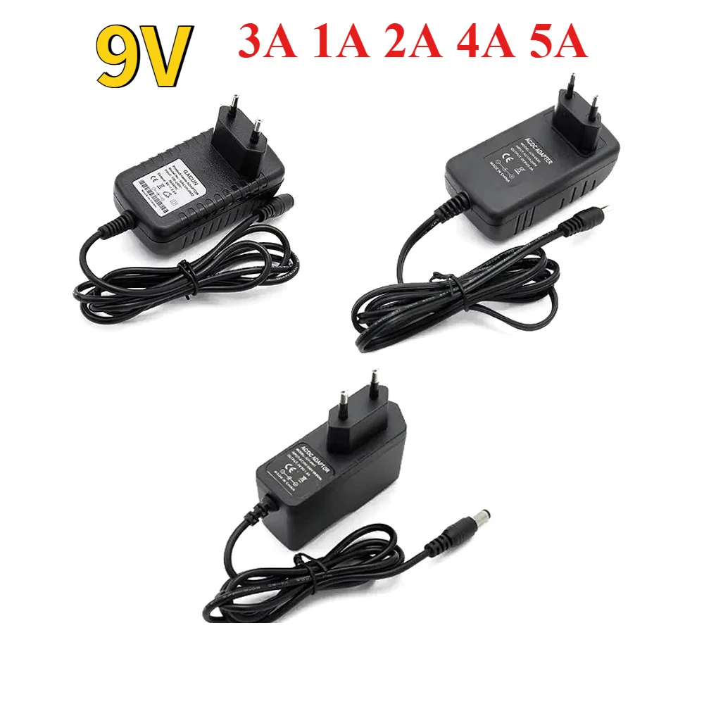 Adaptador de corriente conmutada de 9V AC-DC 220V a 9V 1A 2A 3A 4A 5A Cargador de fuente de alimentación universal
