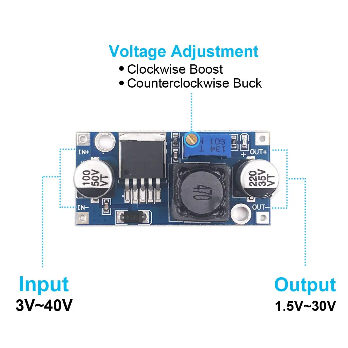 1 Uds LM2596 módulo reductor DC a DC convertidor Buck ajustable regulador de voltaje conversión módulo de fuente de alimentación LM2596 - imagen 2