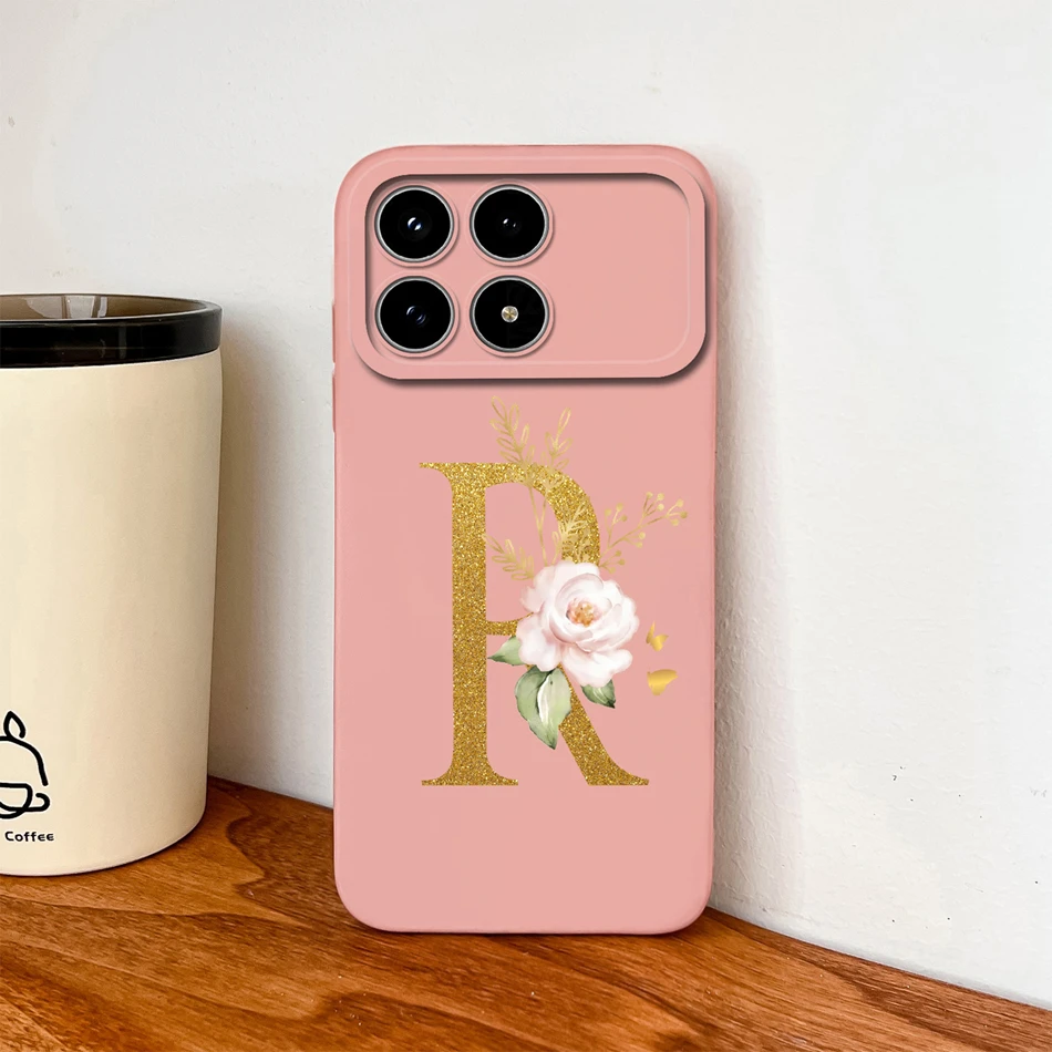 Para Poco F8 Pro funda para Poco F8 Ultra elegante funda de teléfono con letras suave duradera silicona líquida a prueba de golpes fundas protectoras traseras - imagen 5