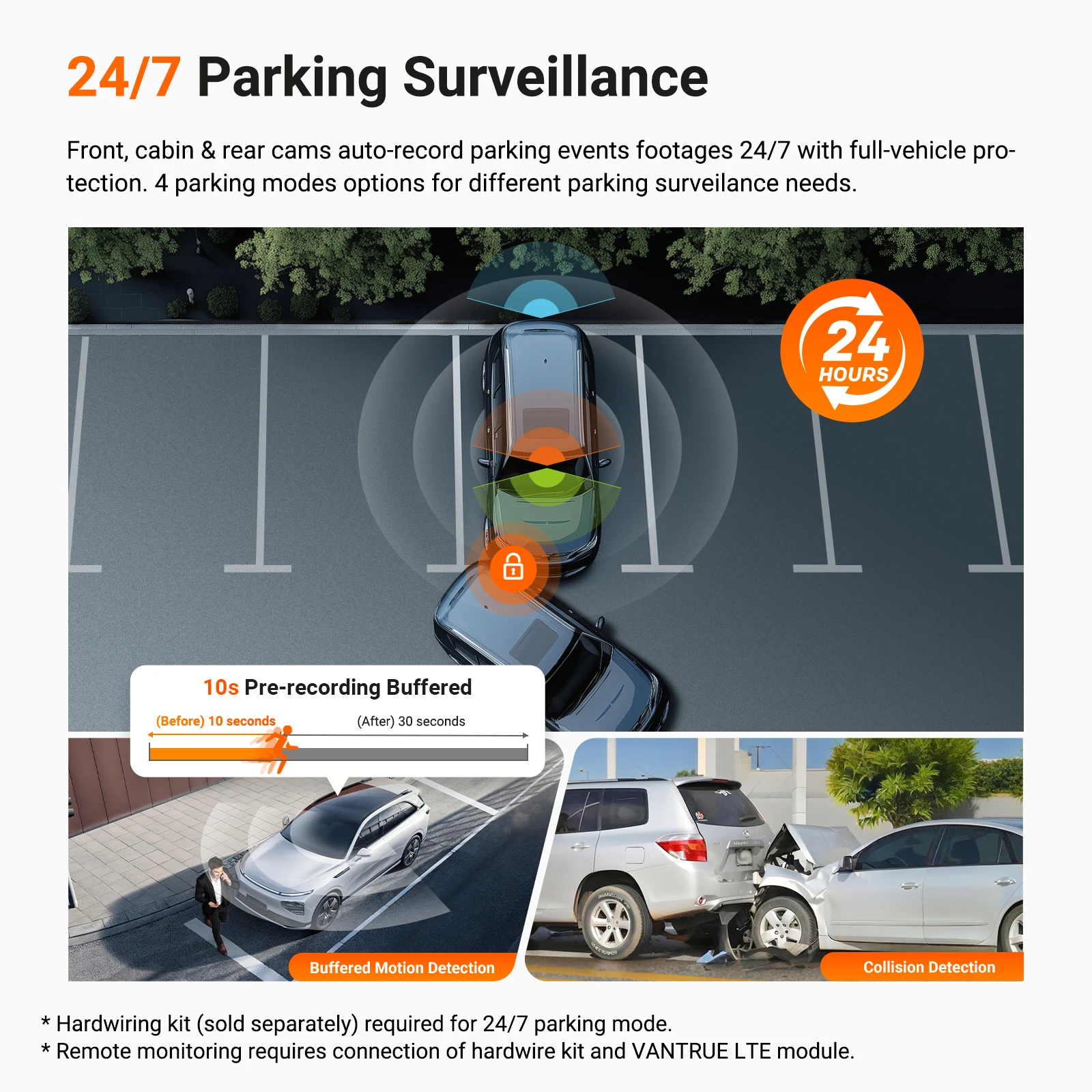 Vantrue N4 Pro S 3 canales DashCam STARVIS 2 HDR IR visión nocturna 4K + 1080P + 2,5 K cámara trasera impermeable Wi-Fi GPS 24h modo de estacionamiento - imagen 5