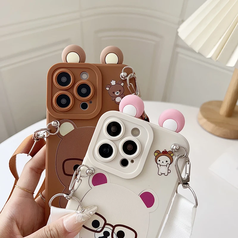 Para Xiaomi Redmi 8 9 9T A1 A3 Note 7 8 9 10 Pro funda de oso con soporte de cuerda - imagen 4