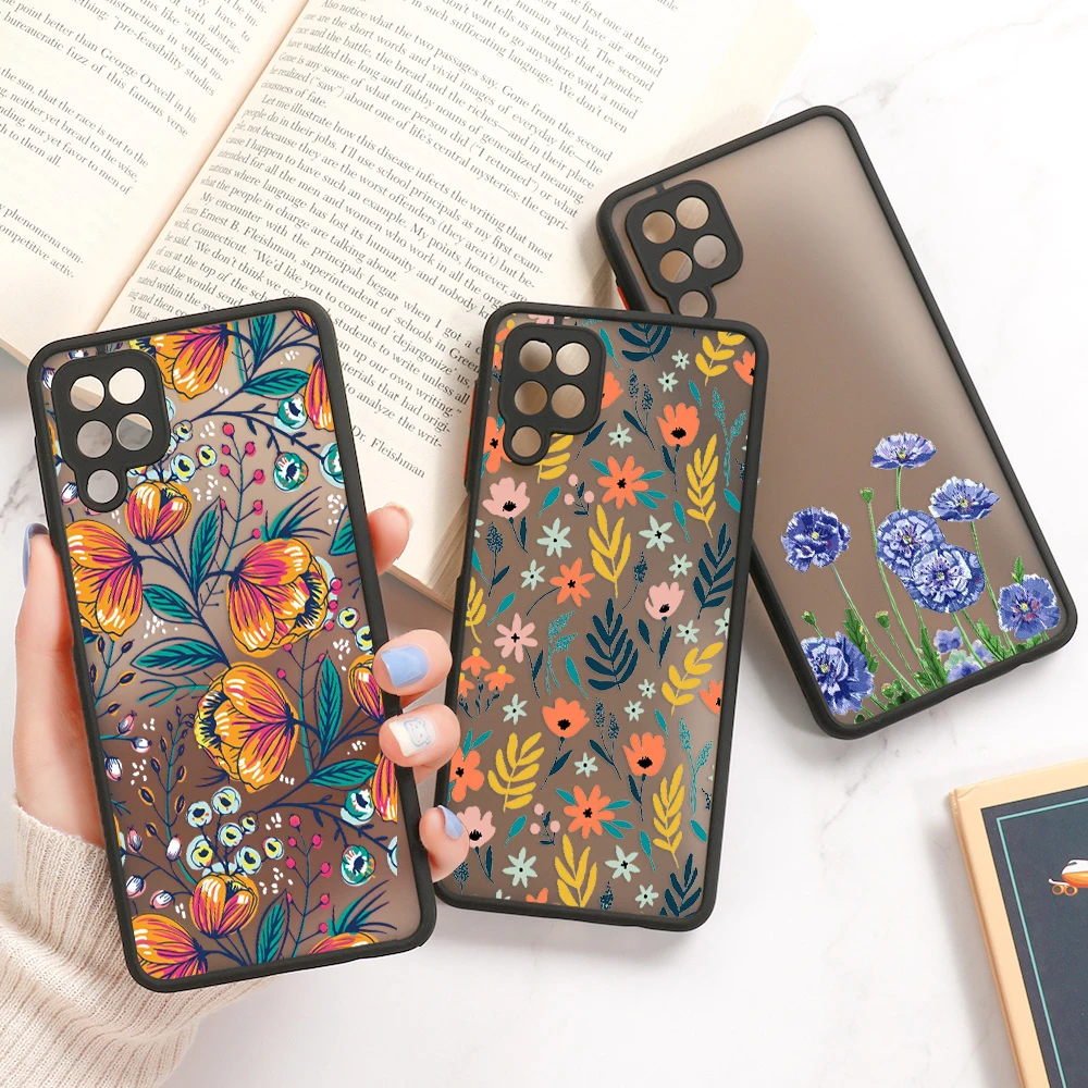 Funda mate de flores para Samsung A54 5G A34 A53 A33 A32 A55 A35 A14 A13 A05s A23 A22 A21s A52 A51 A50 A73 A72 A71 A70 Fundas - imagen 5