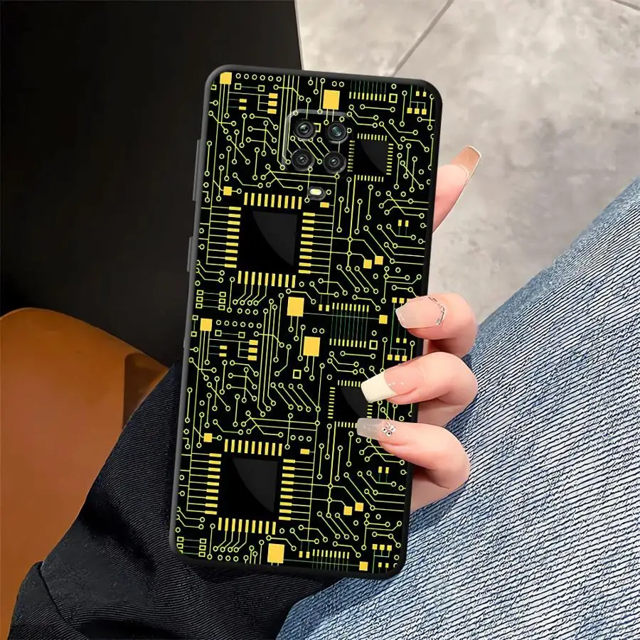 Black Soft Phone Cover Case for Xiaomi Redmi Note 12s 9S 7 8 13 14 Pro Plus 10S 9 10 11 12 Pro 11s Retro Circuit Lines - imagen 5