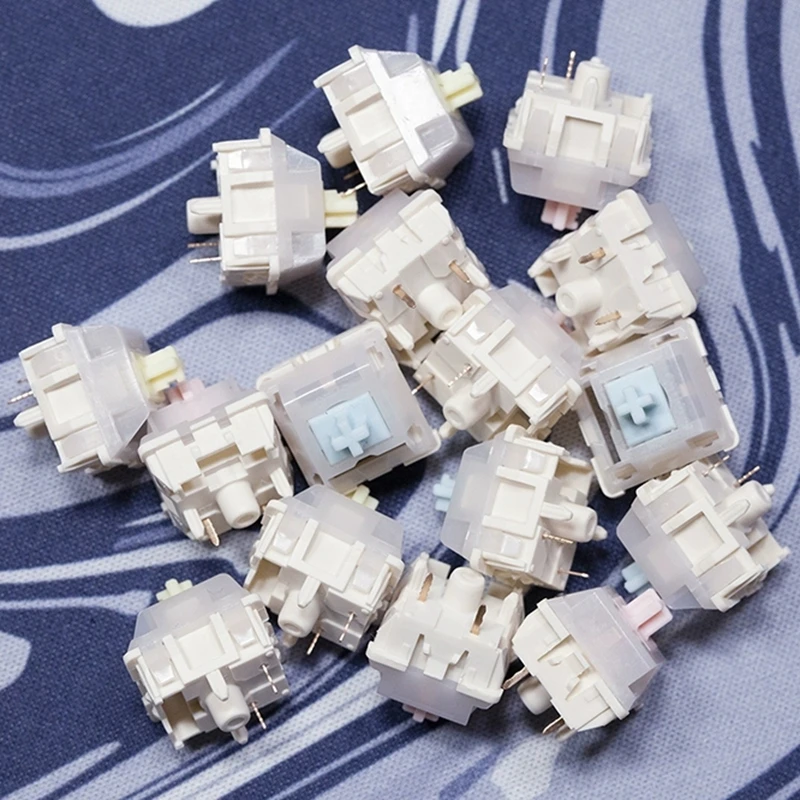 QTUO-interruptor lineal de caramelo de leche, Teclado mecánico de 5 puntos, rosa, amarillo y azul, interruptores MX personalizados, eje de transparencia de niebla para PC para videojuegos - imagen 3