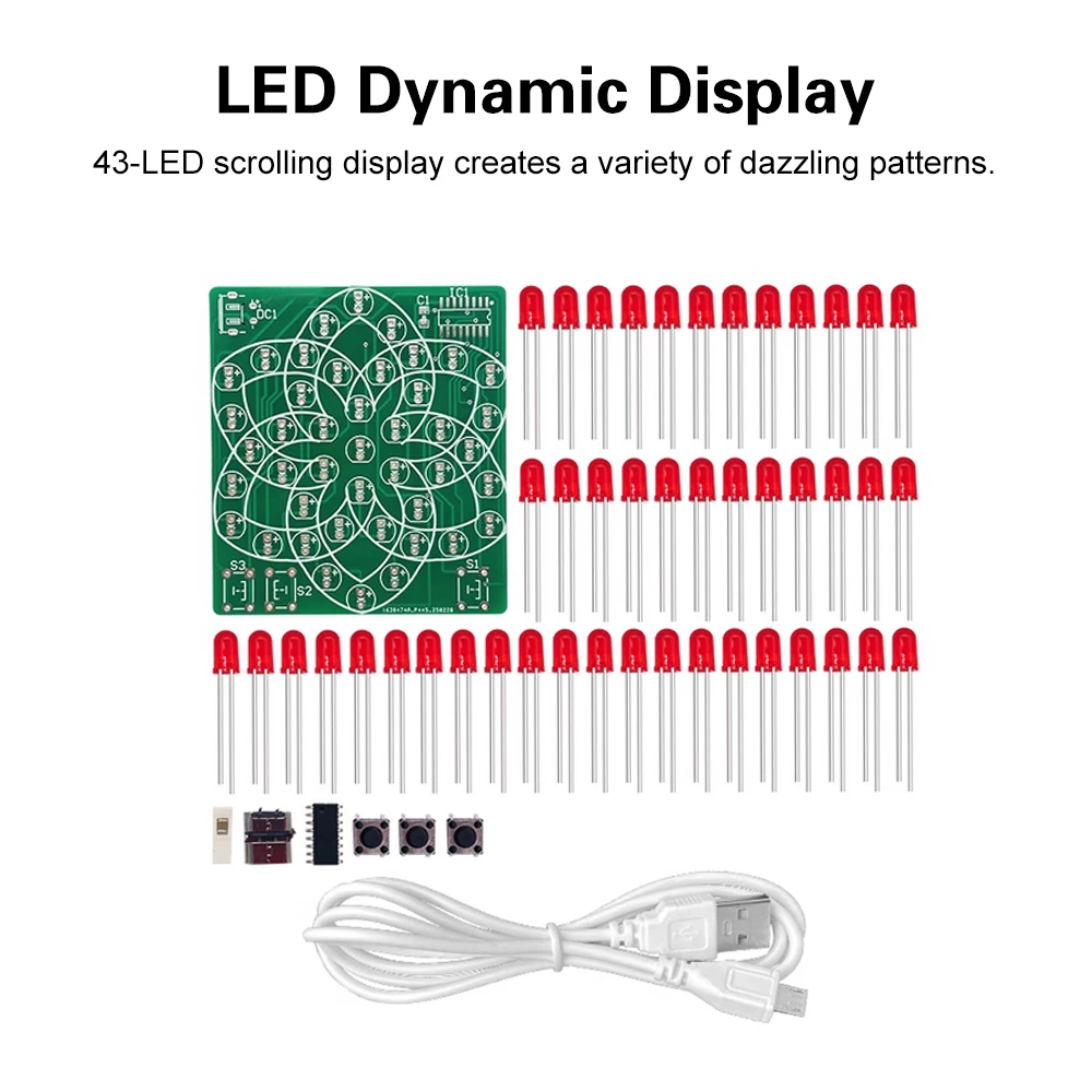 DIY 43 Kit de luz de flujo LED DC 4-5V patrón Micro USB molino de viento electrónico S3 implementación 9 tipos de reproducción de animación conmutación - imagen 5