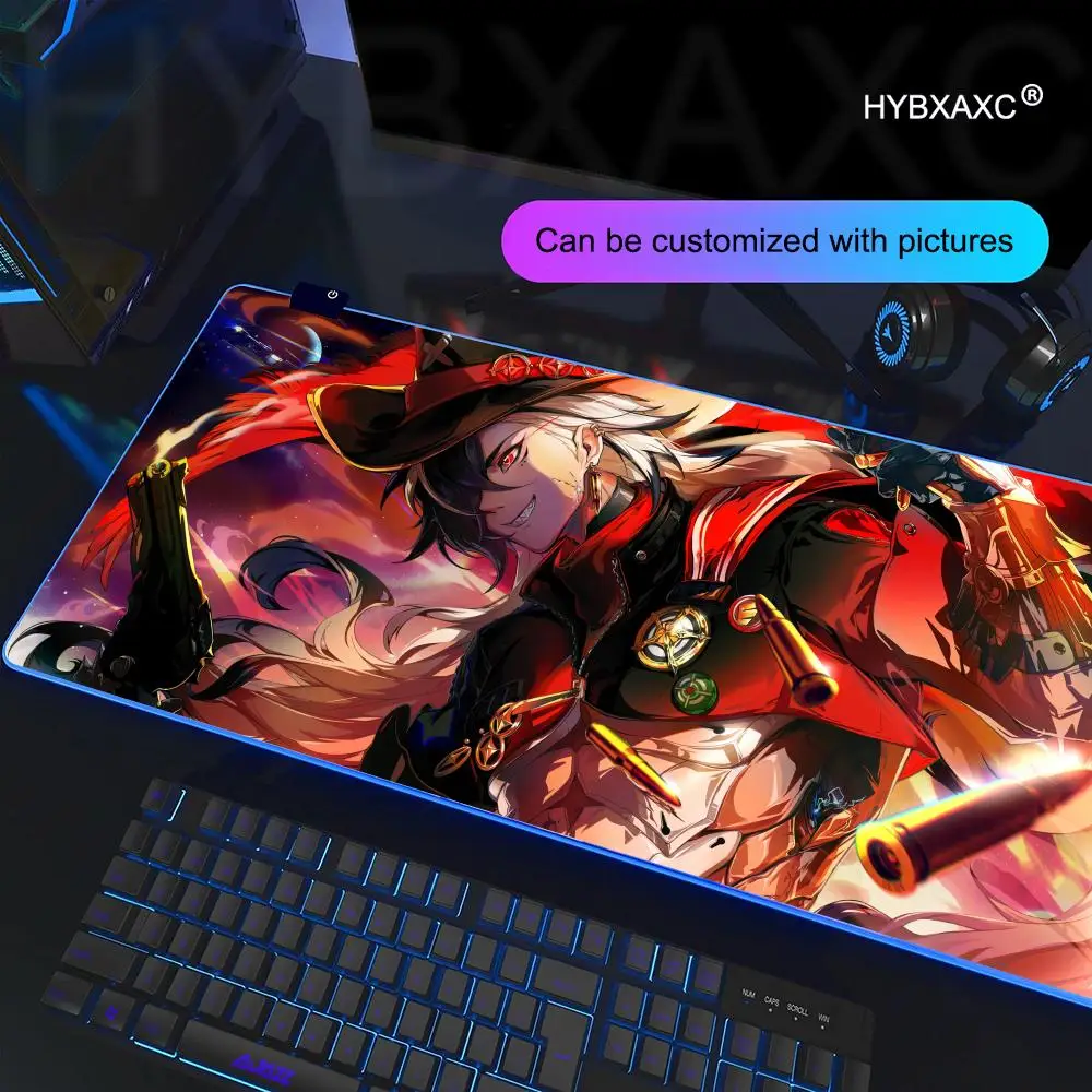 Alfombrilla de ratón Boothill RGB Gaming Honkai Star Rail, alfombrilla de escritorio HD para Gamer, alfombrillas de ratón XXL con luz LED grande, alfombra para ordenador y PC - imagen 5