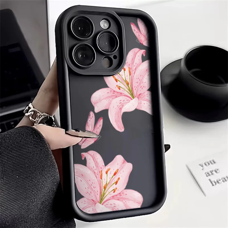 Funda para Xiaomi Redmi Note 14 13 12 11 Pro Plus 12S 11S 10S 10 Redmi 13C 12C 14C 4G 5G funda de teléfono con patrón de flor de hibisco rosa