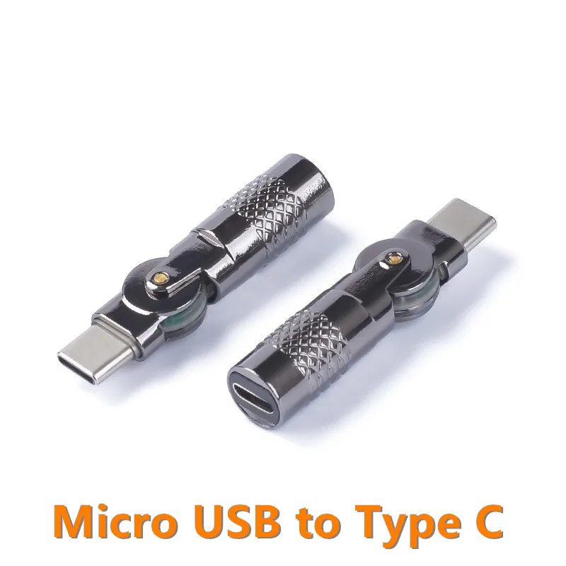 Adaptador USB tipo C, convertidor de conector hembra tipo C macho a Micro USB giratorio de 180 grados para Cable de datos de cargador Xiaomi Samsung - imagen 3