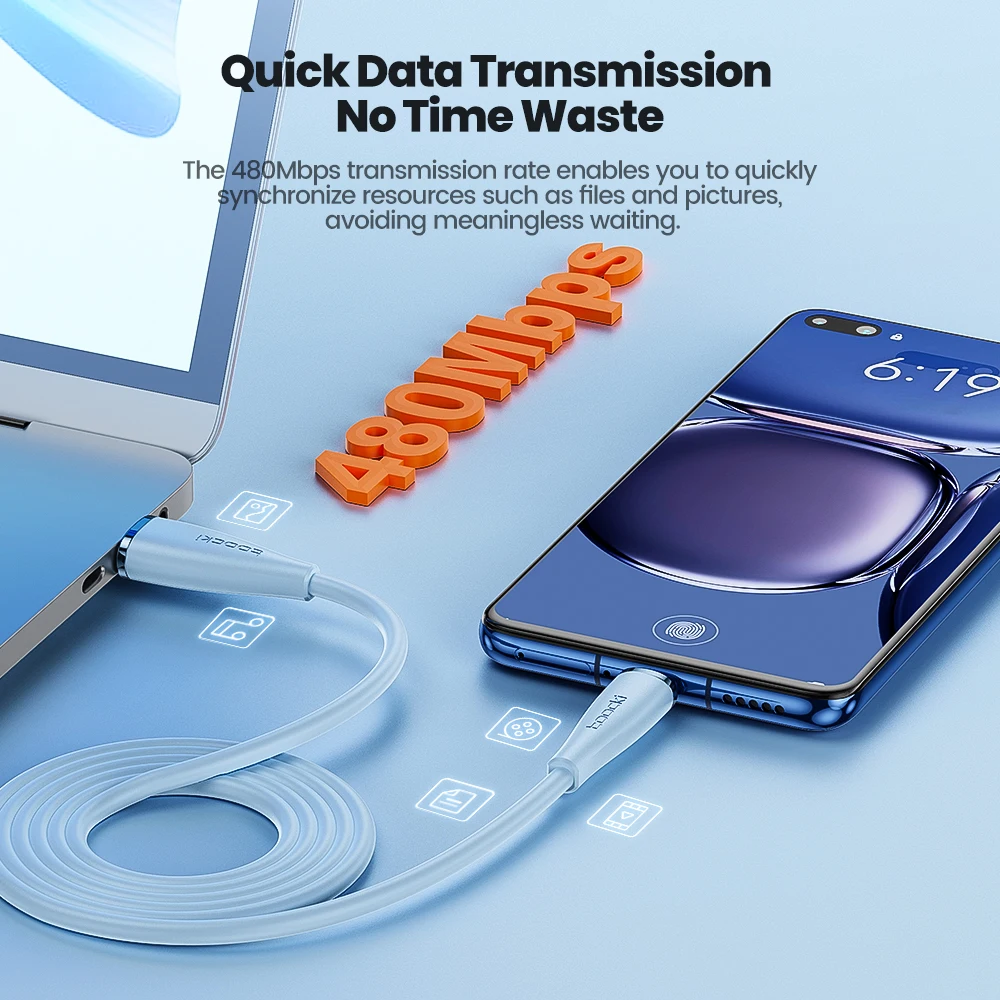 Toocki 6A Cable USB 100W Cable de carga rápida tipo C Cable de carga USB para Huawei Mate 70 60 50 Xiaomi 13 12 Samsung S23 - imagen 3