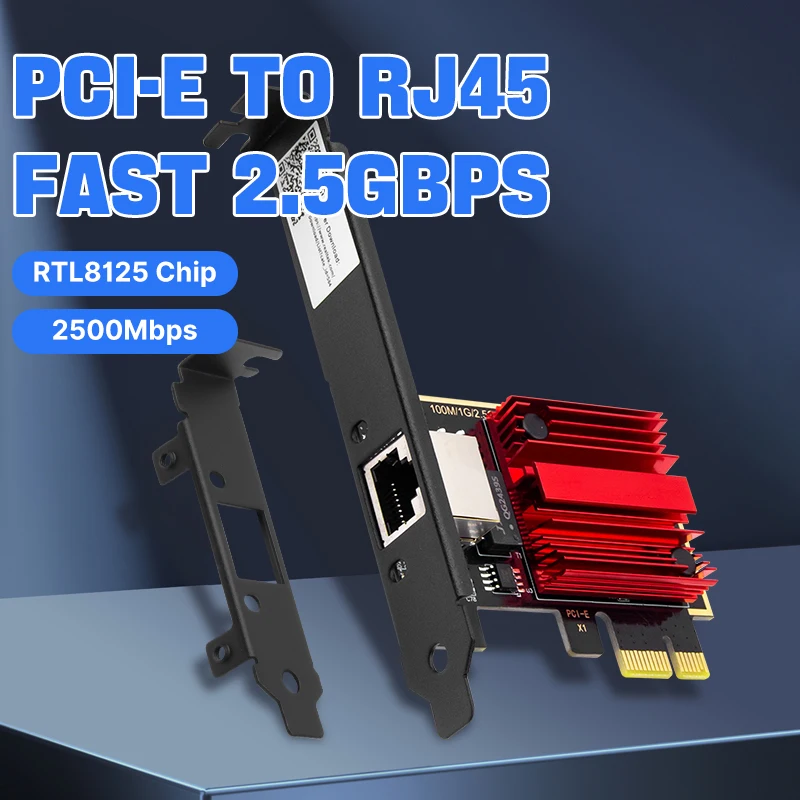 Tarjeta de red PCI-E a RJ45 de 2,5G, adaptador Lan Ethernet de 2500M, adaptador WiFi rápido RTL8125 PCI Express para PC de escritorio