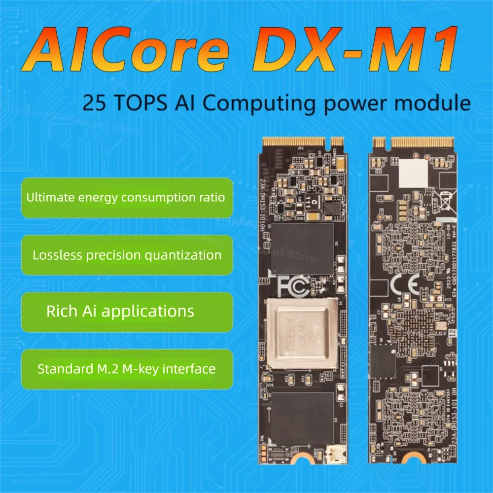 Módulo de aceleración AI AICore DX-M1 25TOPS M.2 para aplicaciones de visión informática