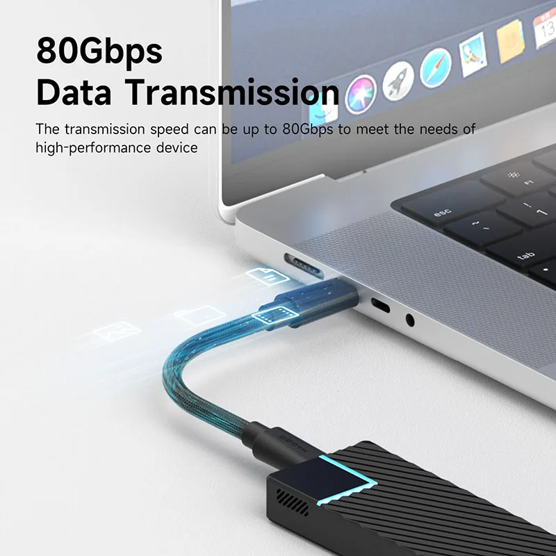 Hagibis Cable USB4 enchufe Vertical USB C a USB C Cable corto 80Gbps 240W PD3.1 8K Cable para Thunderbolt 4/5 Mac mini M4 Mac Studio - imagen 5