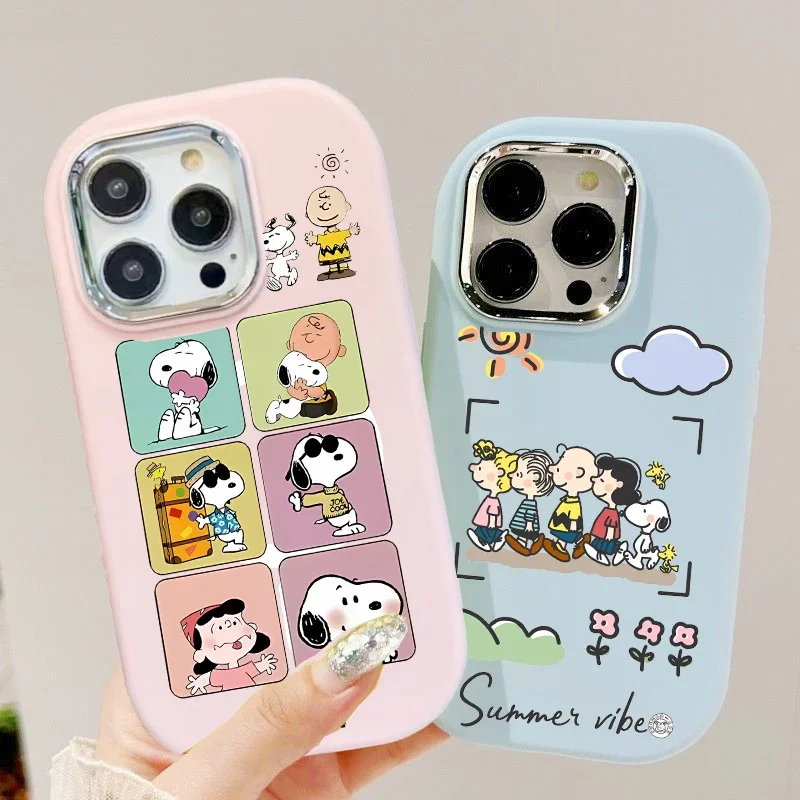 Funda bonita de dibujos animados de Snoopy para Samsung S25 Plus S24 S23 S22 Ultra S20 S21 FE A56 A16 A36 A15 A35 A25 A26 A14 A54 A53 A06 A05 A05S