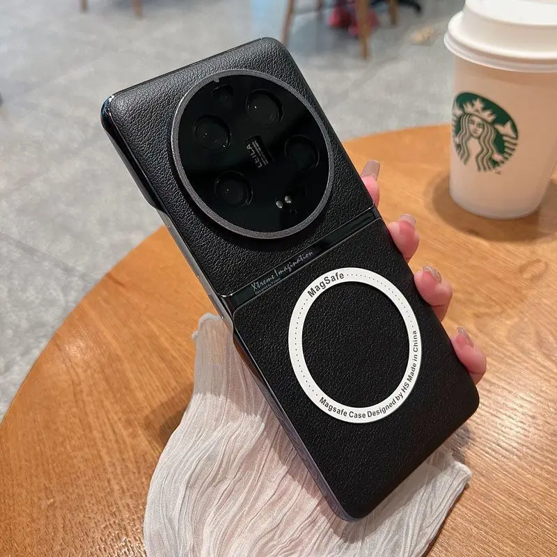 Para Xiaomi Mi 14 Ultra funda de cuero PU de lujo con funda trasera protectora magnética para Xiaomi Mi14 Pro Ultra carcasa de teléfono - imagen 5